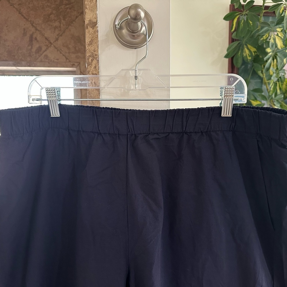 Eileen Fischer Navy Blue Organic Cotton Relaxed Wide-Leg Elastic Waist Pants XL - Picture 3 of 14
